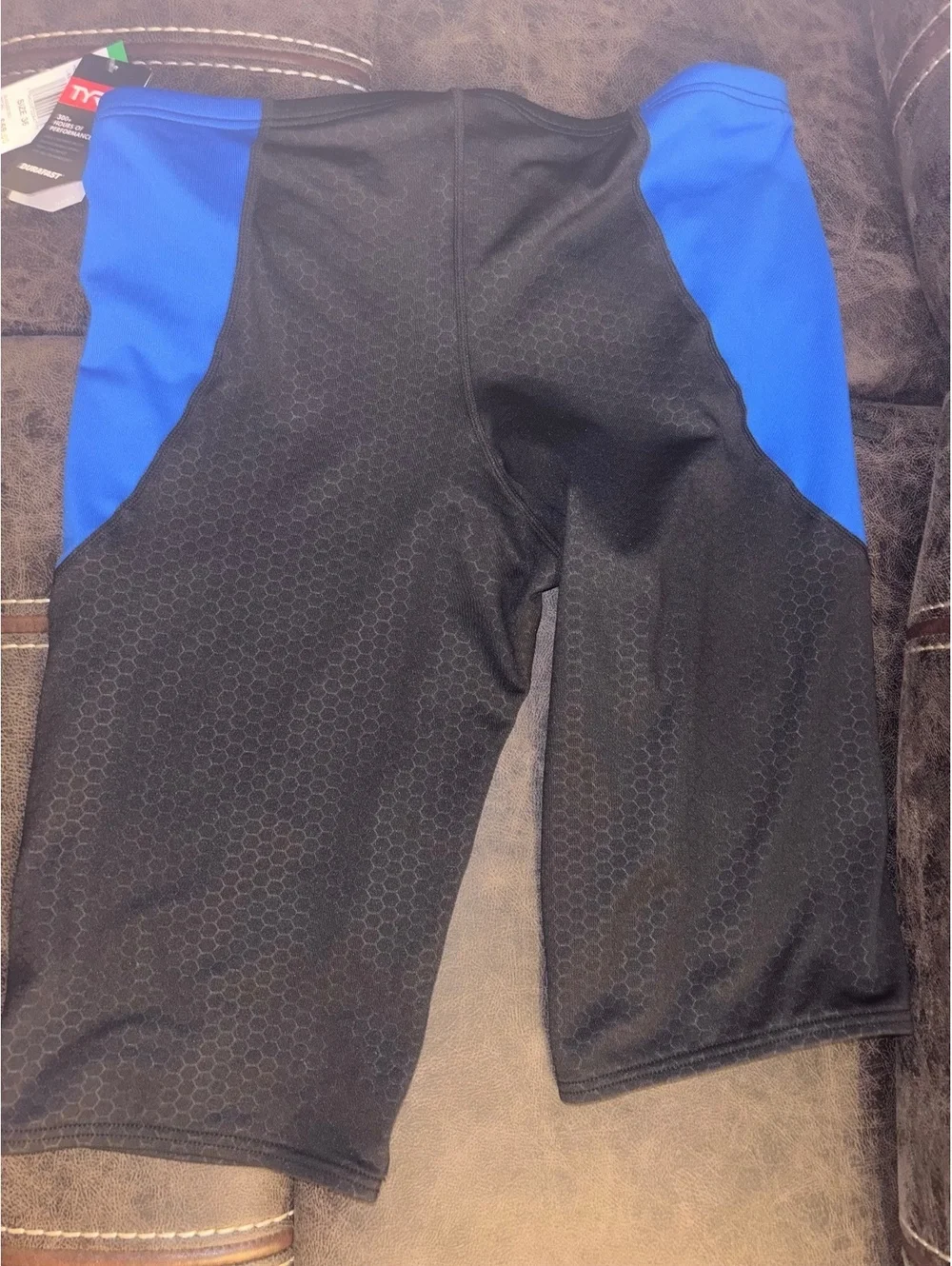 NWT TYR Hexa Curve Durafast Elite Jammer Swim Shorts Size 36 Black Blue